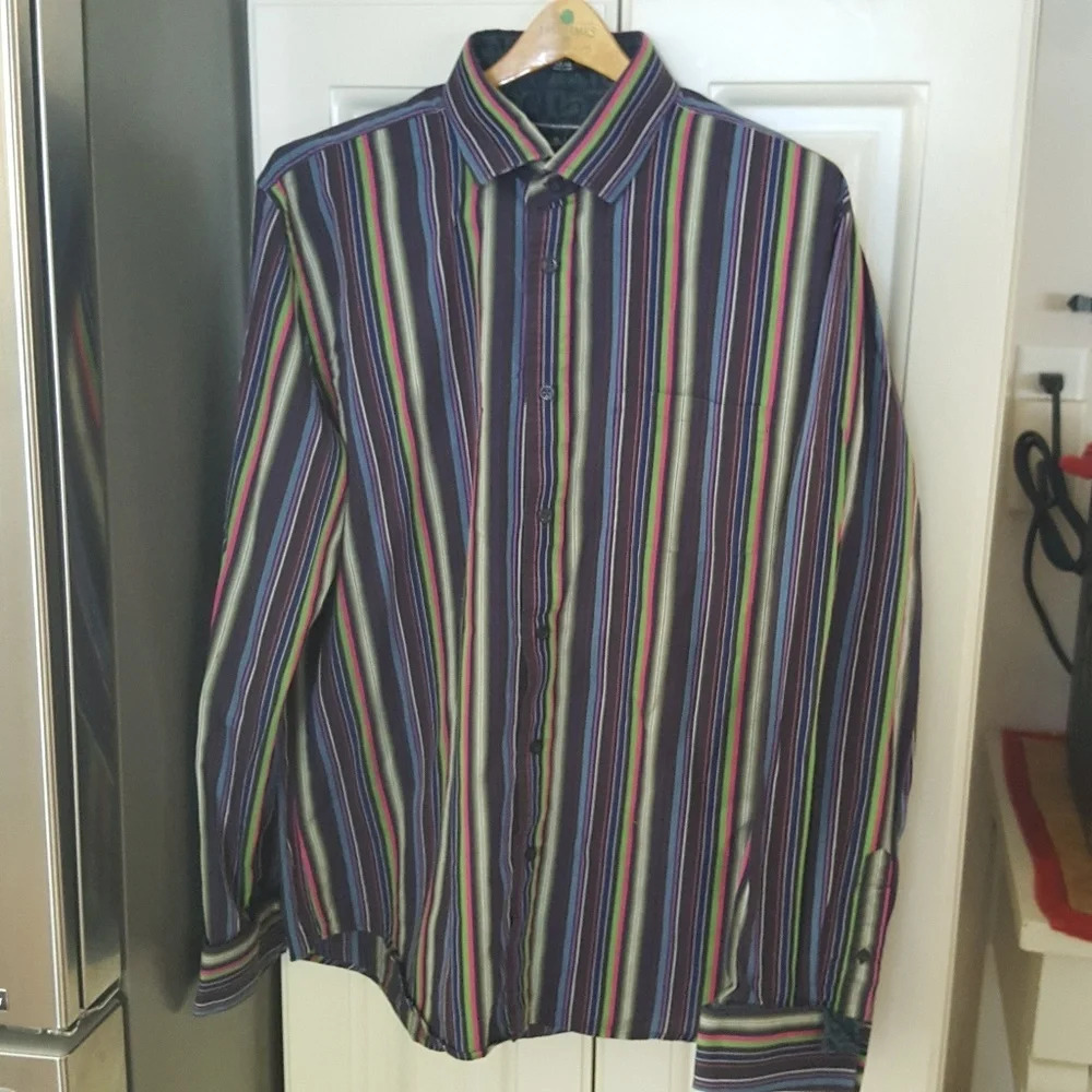 Express Flip Cuff Stripes & Paisley Button Down